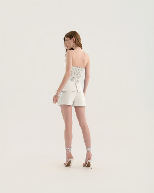 CONJUNTO CORSELET ALOGANDO SHORT SUMMER OFF WHITE