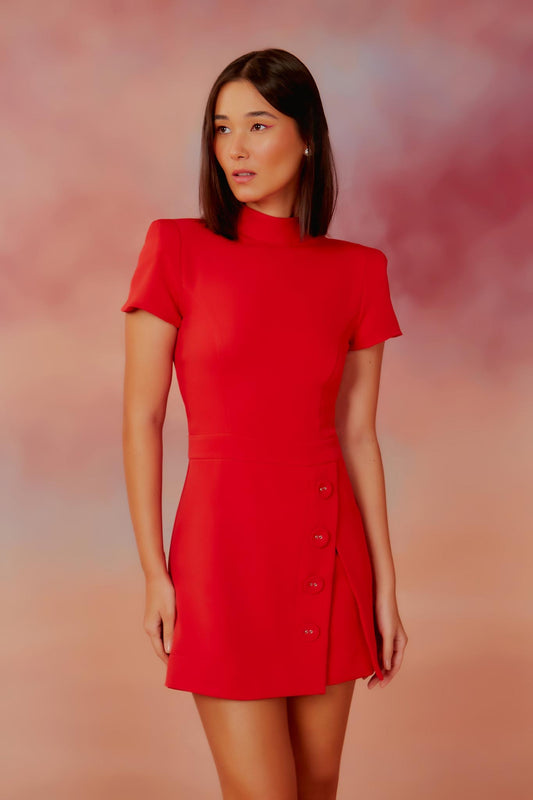 VESTIDO TRANSPASSE LA FRESSANGE AZUL / VERMELHO