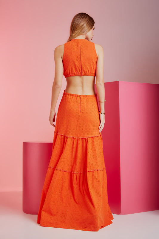 VESTIDO LAISE ROMANTIC LONGO TANGERINE