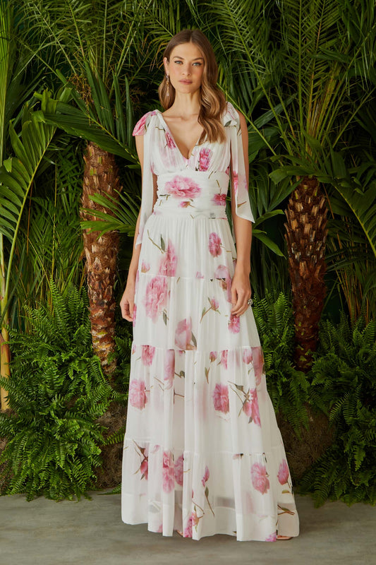 VESTIDO LONGO ESTAMPA PEONIA