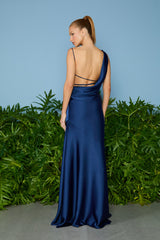 VESTIDO LONGO GIULIA ALÇA IRREGULARES NAVY