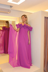 VESTIDO LONGO JABÔ OMBRO A OMBRO ROXO