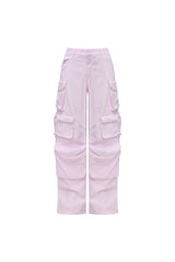 CALÇA CARGO 12 BOLSOS SARJA ROSA CLARA
