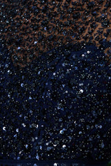 VESTIDO LONGO LENA GOLA ALTA NAVY