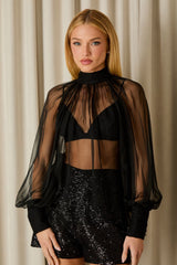 BLUSA FRANCESCA SEDA PRETO