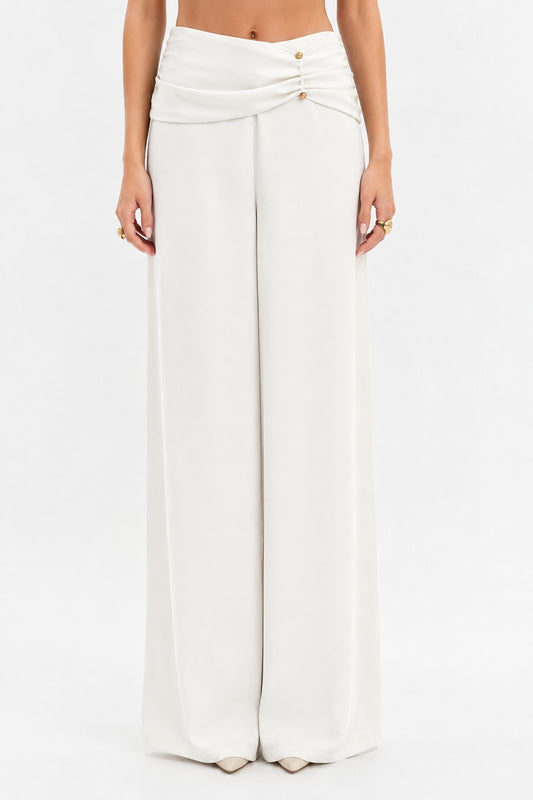 CALÇA PANTALONA CINTURA MÉDIA COM PALA