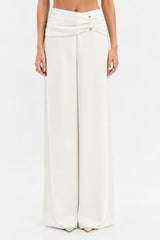 CALÇA PANTALONA CINTURA MÉDIA COM PALA
