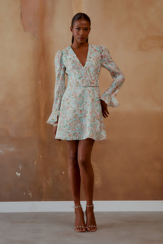 VESTIDO MANGA BABADO FLORAL PARADIS ESTAMPA FLORAL
