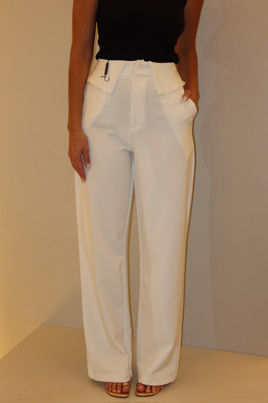 CALÇA WIDE LEG CINTURA ALTA ALFAIATARIA COS DUPLO OFF WHITE