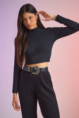 BLUSA CROPPED MANGA MALHA COTTON