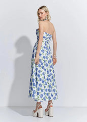 VESTIDO STRAPLESS DECOTE FRANZIDO HORTÊNCIAS