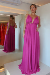 VESTIDO LONGO TRANÇA FÚCSIA