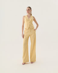 CONJUNTO COLETE CALÇA WIDE LEG BORDADO OASIS