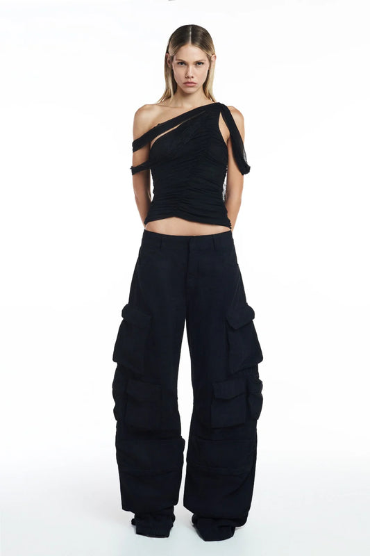 CALÇA CARGO 12 BOLSOS SARJA PRETA