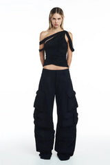 CALÇA CARGO 12 BOLSOS SARJA PRETA