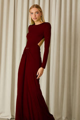 VESTIDO LONGO THAIS ARGOLA DARK RED