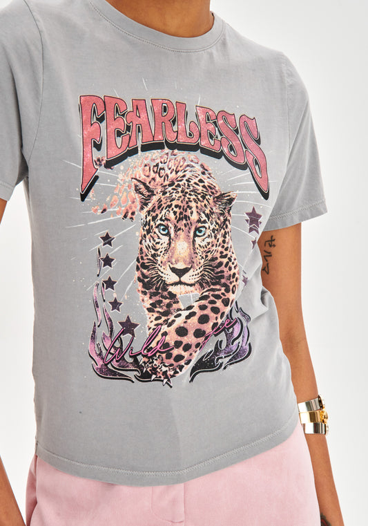 T-SHIRT CINZA ESTAMPADA