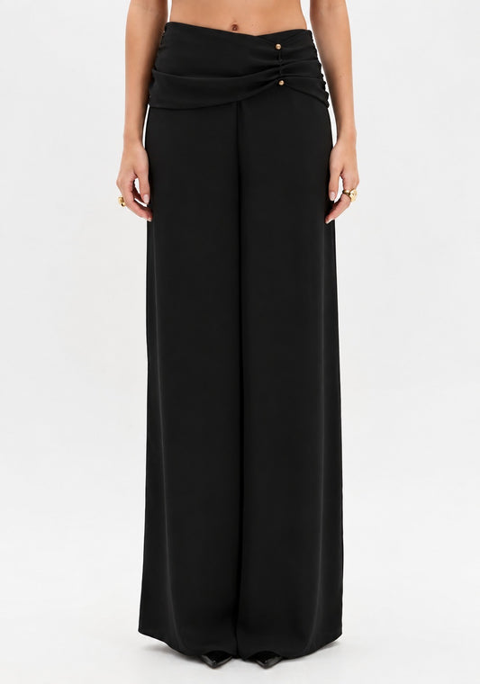 CALÇA PANTALONA CINTURA MÉDIA COM PALA