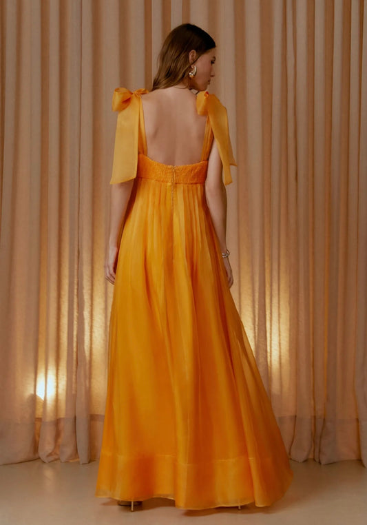 VESTIDO LONGO CASA DE ABELHA TANGERINA FRIDA