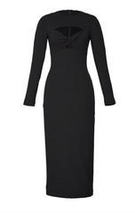 VESTIDO MIDI MANGA LONGA BUSTO TORCIDO STRECH COUTURE
