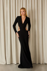 VESTIDO LONGO LAURA CREPE PRETO