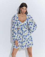 VESTIDO CURTO MANGA BUFANTE HORTÊNCIAS