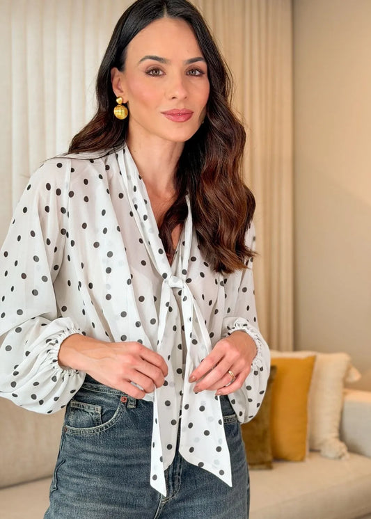 BLUSA DRAPEADA ESTAMPA POA MALABARES