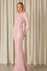 VESTIDO LONGO LINDSAY PAETE ROSE