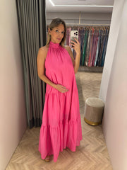 VESTIDO ROSA HONIE LONGO