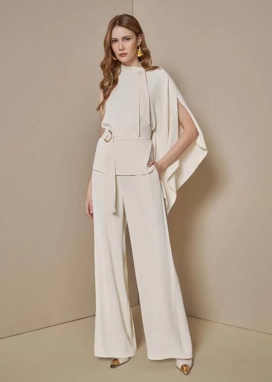 CONJUNTO BLUSA ASSIMÉTRICA E CALÇA CREPE MOVIMENT