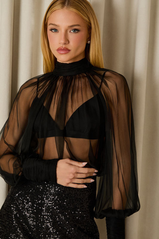 BLUSA FRANCESCA SEDA PRETO