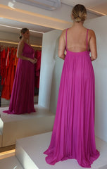 VESTIDO LONGO TRANÇA FÚCSIA