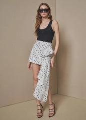 SAIA CURTA MAXI LAÇO ESTAMPA POA MALABARES