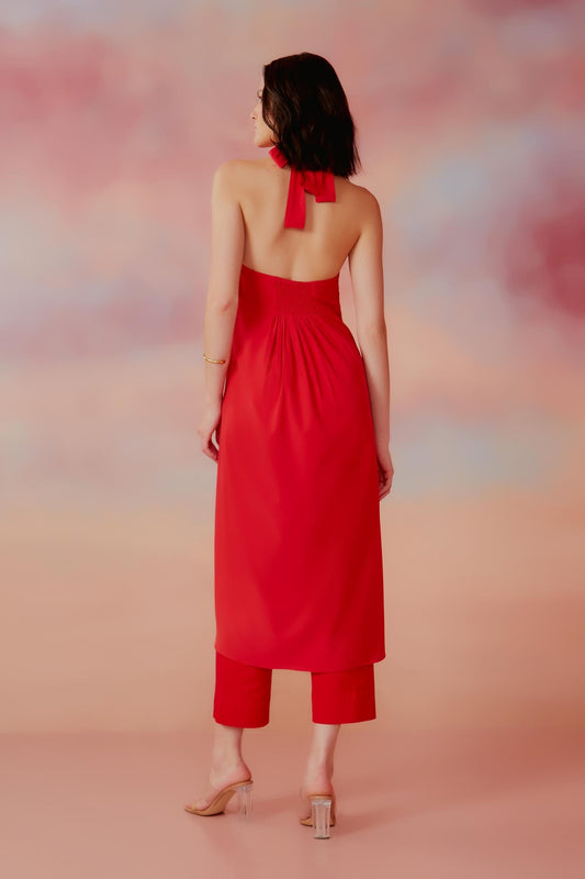TUNICA CREPE SOFT RESORT PRETO / VERMELHO