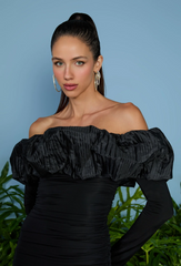 VESTIDO MIDI LINDSAY OMBRO A OMBRO PRETO