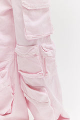 CALÇA CARGO 12 BOLSOS SARJA ROSA CLARA
