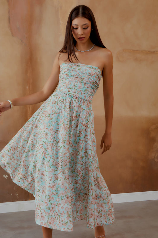 VESTIDO MIDI ESTAMPA FLORAL PARADIS