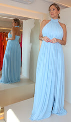 VESTIDO FRENTE ÚNICA FRANZIDO AZUL