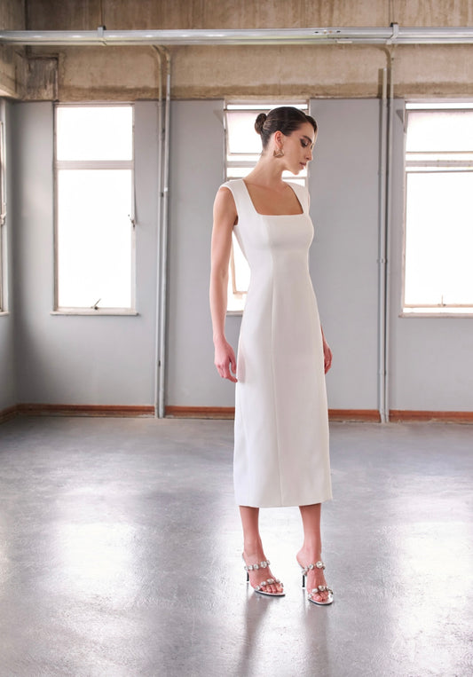 VESTIDO MIDI PIEMONTE OFF WHITE