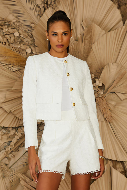 CASACO TRELIÇA BOTOES OFF WHITE