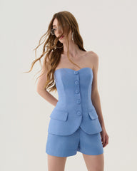 CONJUNTO CORSELET ALOGANDO SHORT SUMMER OFF AZUL