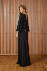 VESTIDO LONGO ANJA ABERTURA CENTRAL PRETO