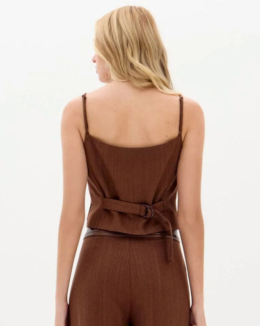 BLUSA DE ALÇA COM LAPELA