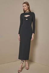VESTIDO MIDI MANGA LONGA BUSTO TORCIDO STRECH COUTURE