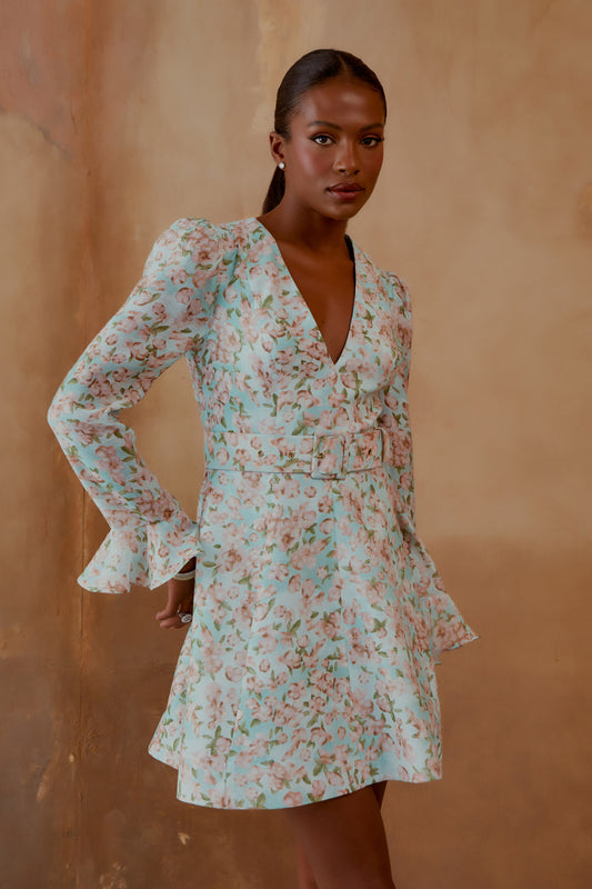 VESTIDO MANGA BABADO FLORAL PARADIS ESTAMPA FLORAL