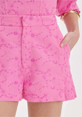 SHORT ALFAIATARIA COM PREGAS ROSA LESE