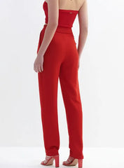 CALÇA COM PREGAS VERMELHO