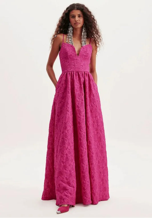 VESTIDO DE ALÇA LONGO ROSA