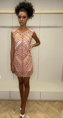 VESTIDO CURTO BORDADO TONS ROSE FETHIE