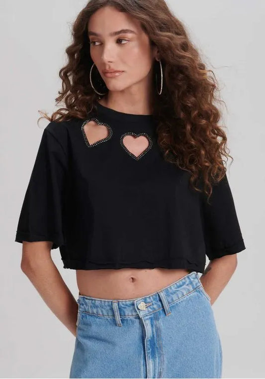 T-SHIRT CROPPED CORAÇÕES